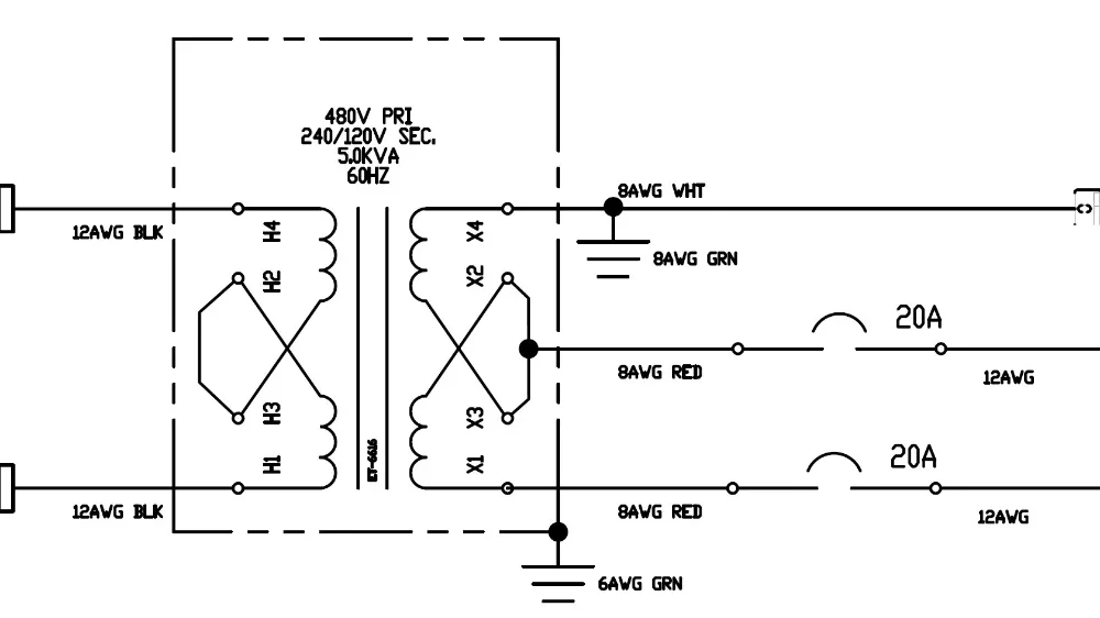 480V 3 Phase To 120 240V Single Phase Transformer Wiring Dia