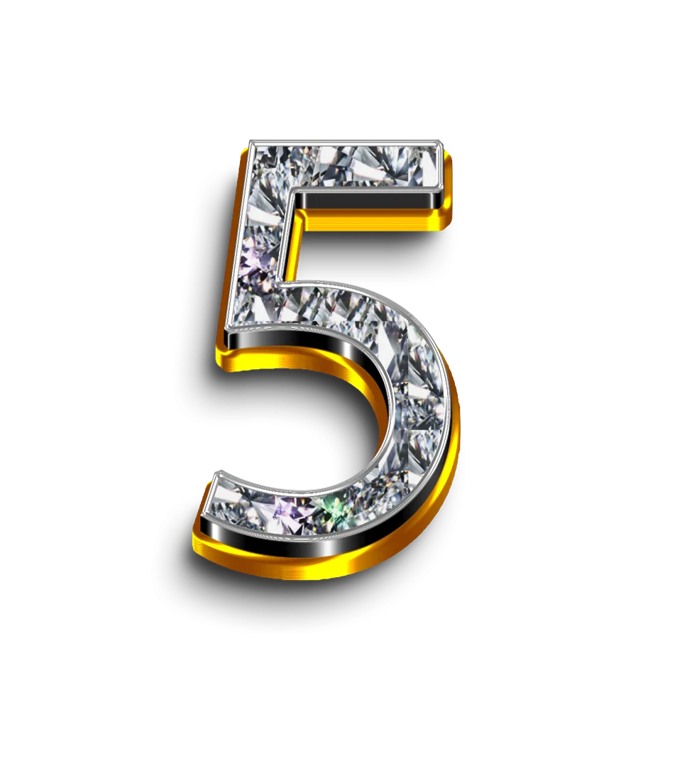5 Png 5 Number Png Number 5 Transparent Png Images 5 Five Gold Diamond Png 3D Text Effects