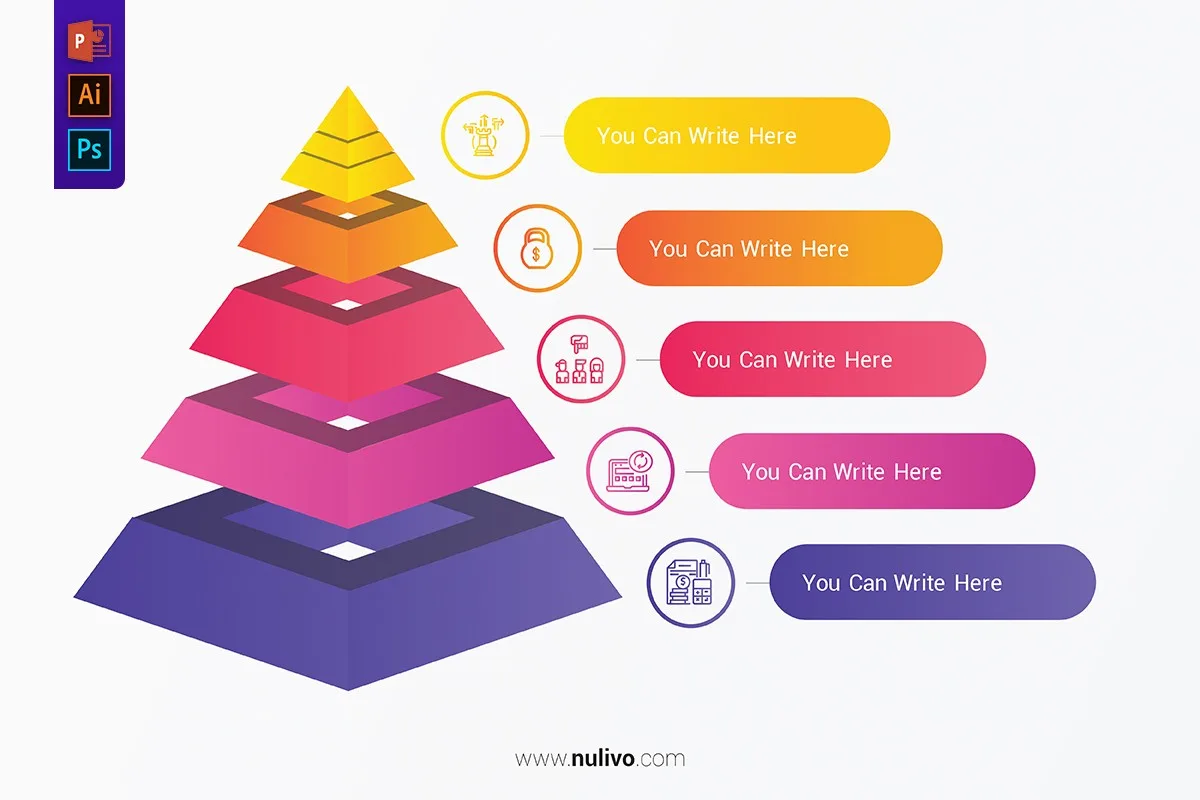 5 Steps Flat Pyramid Powerpoint Diagram Nulivo Market