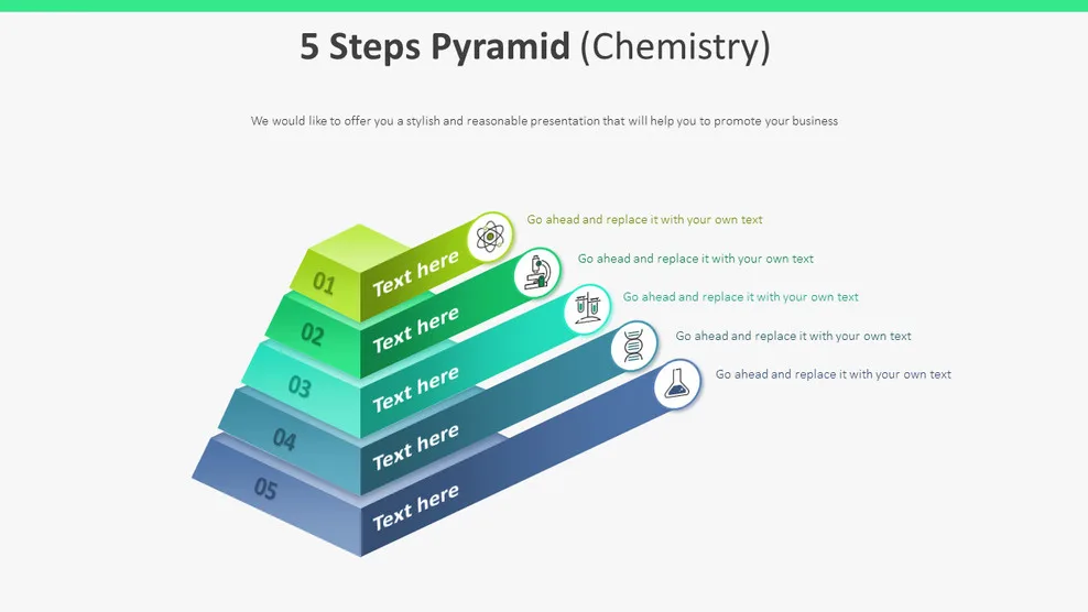5 Steps Pyramid Diagram Chemistry