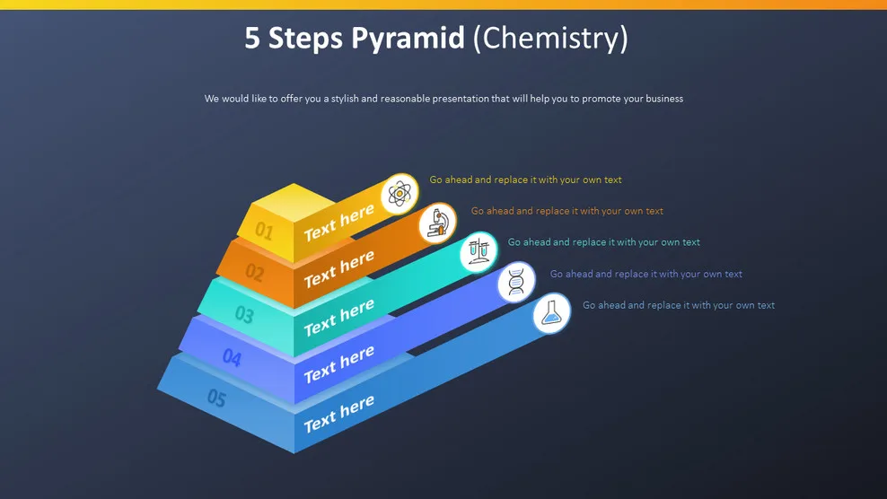 5 Steps Pyramid Diagram Chemistry