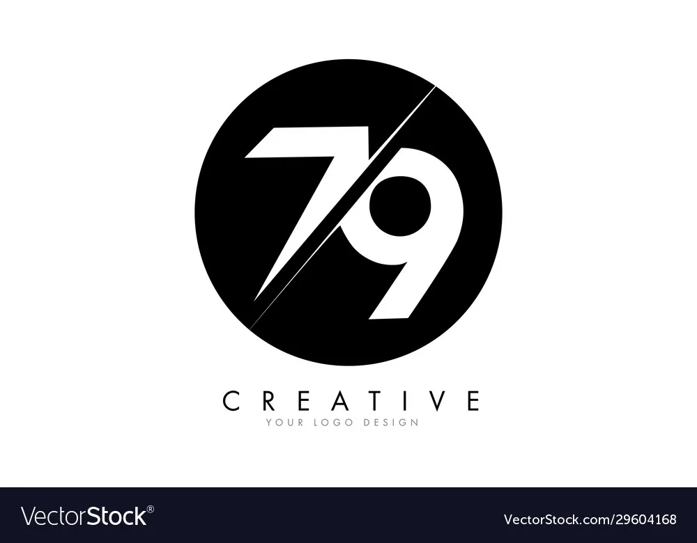 79 7 9 Number Logo Design With A Creative Cut Vector Image