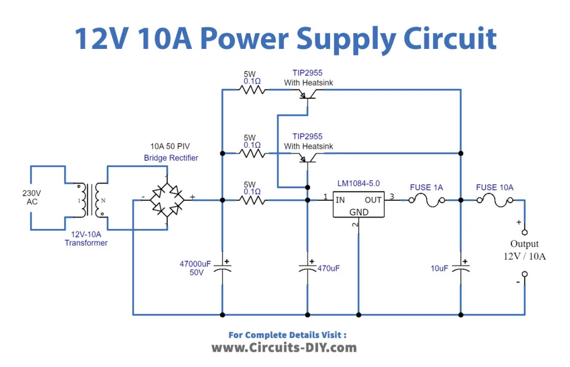 8 Diy 12V Power Supply Units Simple Circuit Diagrams Moo Wiring