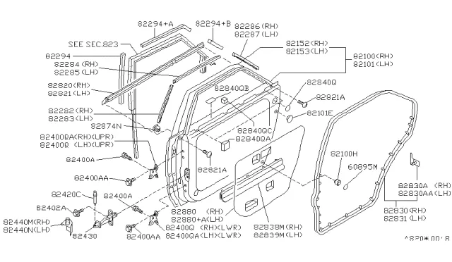 82100 68U30 Genuine Infiniti 8210068U30 Door Rear Rh