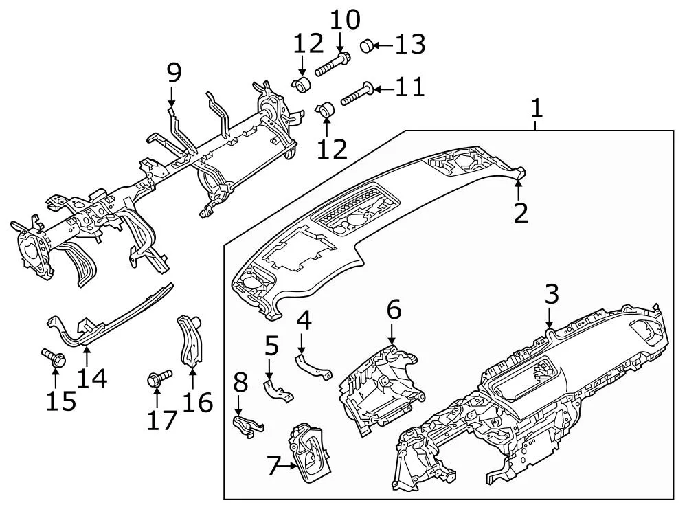 9Ya02A822 Bolt Panel Instrument Crossmember Reinforcement Reinforced Beam Instrument Panel