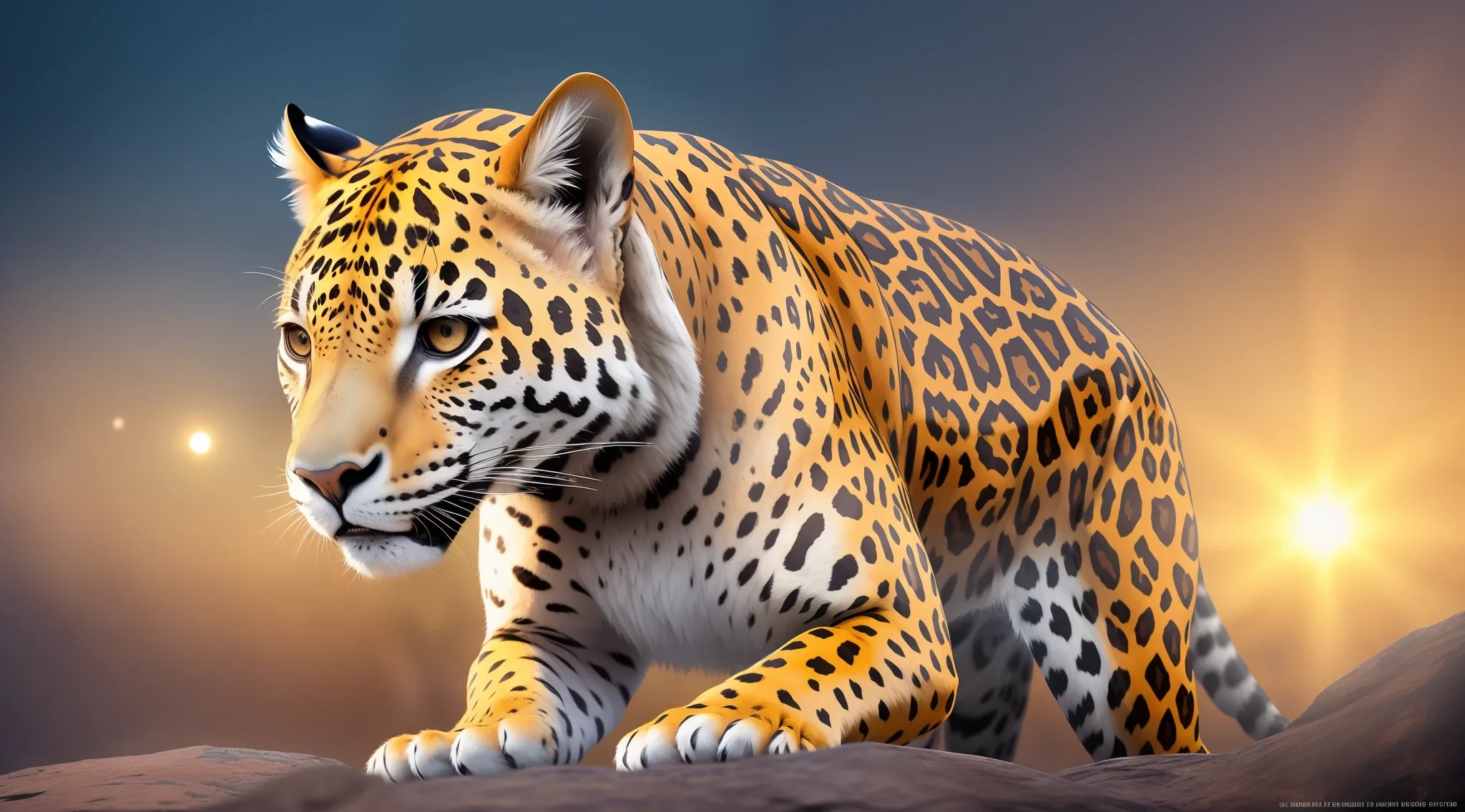 A Close Up Of A Leopard On A Rock With A Sky Background Seaart Ai