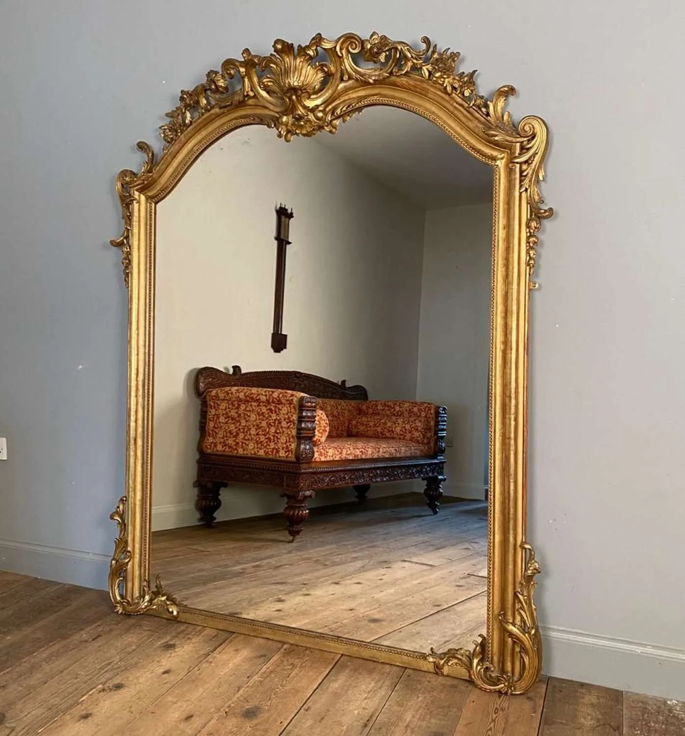 A Large Ornate 19Th Century Giltwood Mirror