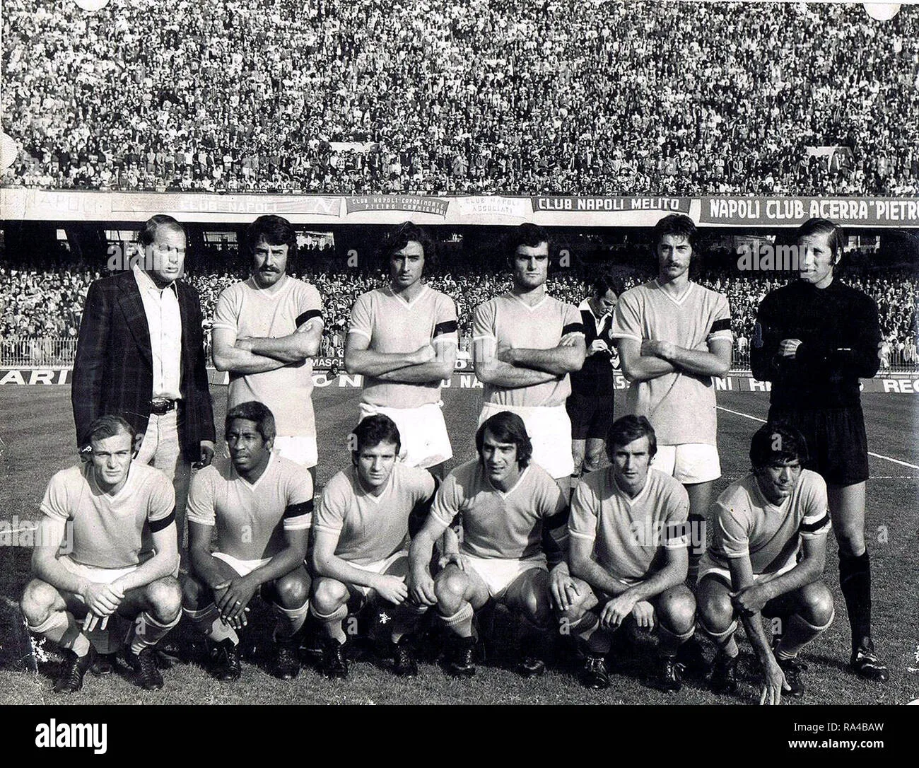 A Line Up Of S S C Napoli In The 1974 75 Season Posing Inside The San Paolo Stadium In Naples