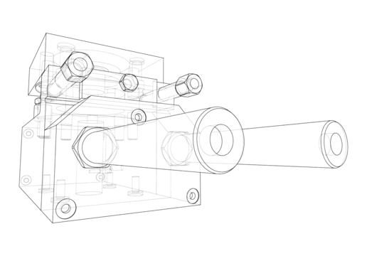 Abstract Industry Object Concept Vector Wire Frame Sketch Manufacturing Vector Wire Frame