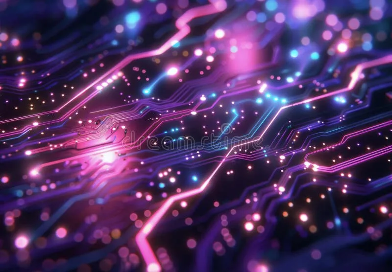 Abstract Purple And Blue Circuit Board With Glowing Lights Stock Image Image Of Wallpaper