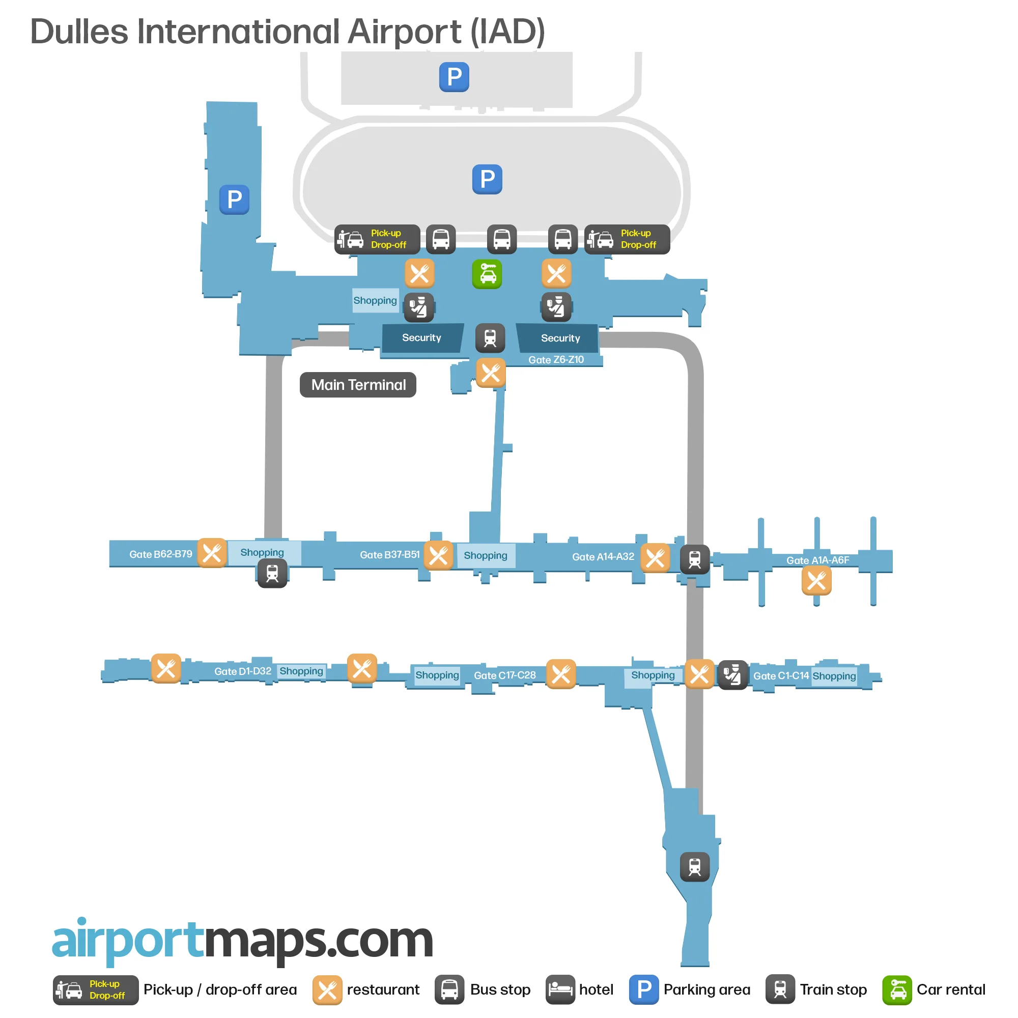 Airport Map Dulles Airport Iad Find Terminals And Gates