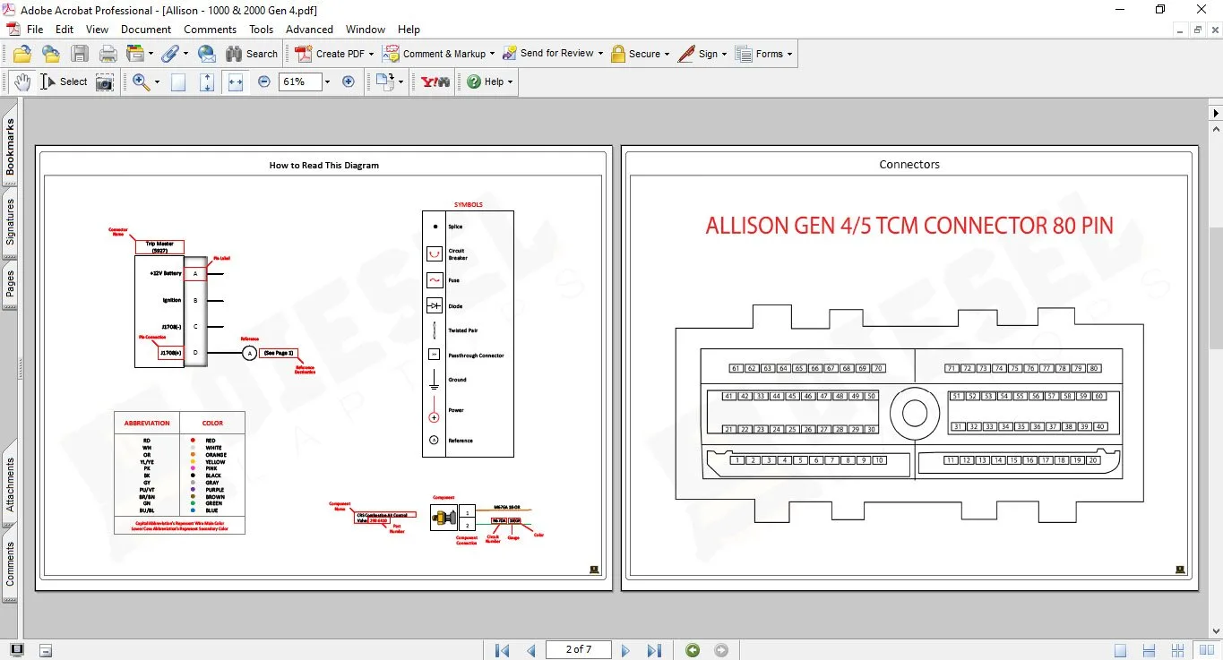 Allison Transmission 1000 2000 Series Electrical Circuit Diagram