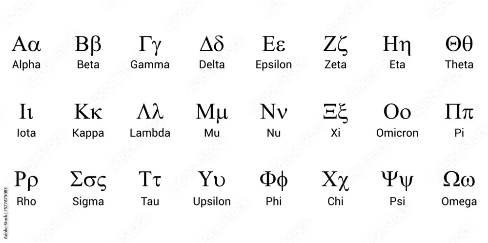 Alpha Beta Gamma Epsilon Alpha Beta Gamma Stock Vector Image