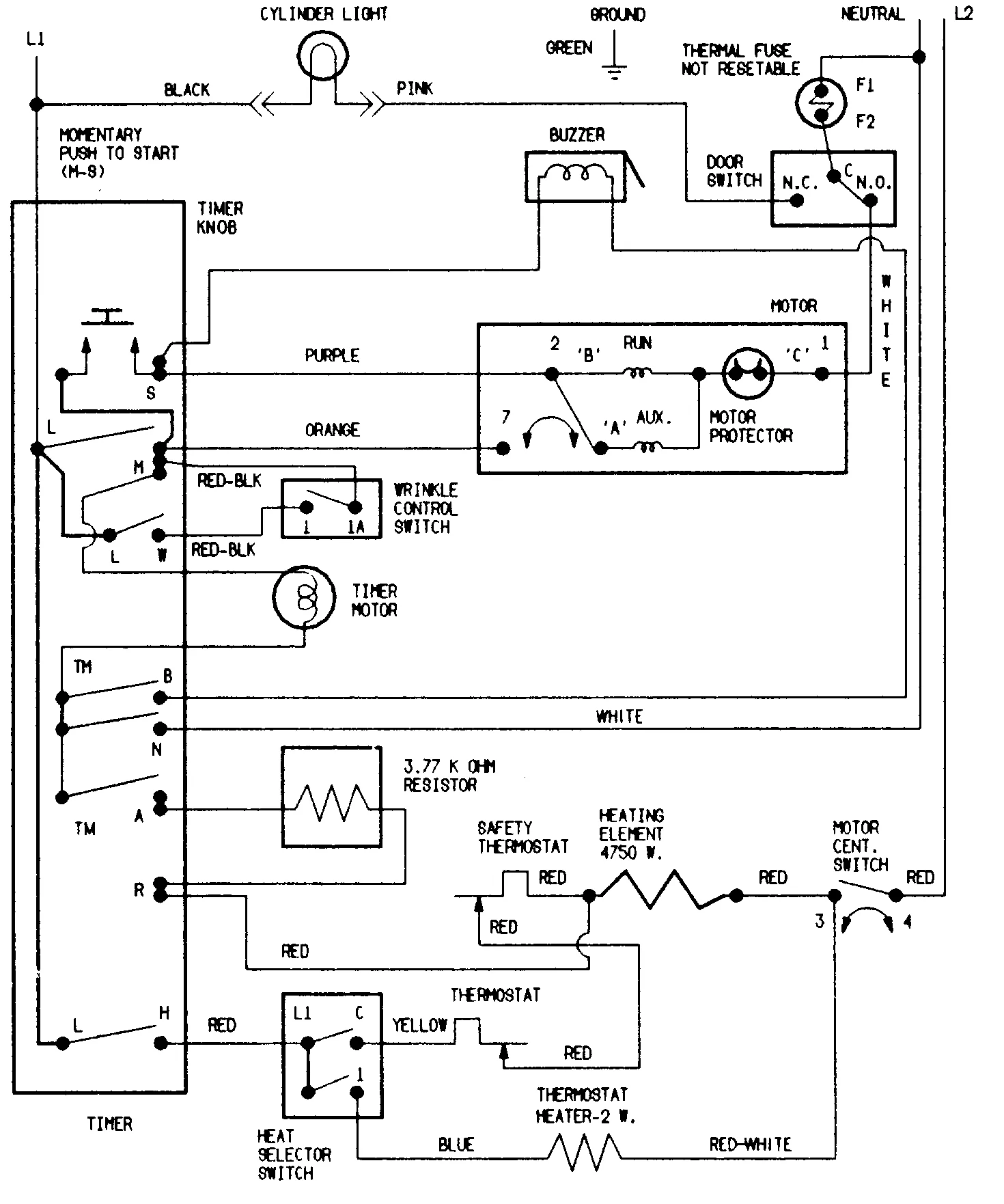 Amana Dryer Electrical Schematic Wiring Diagram
