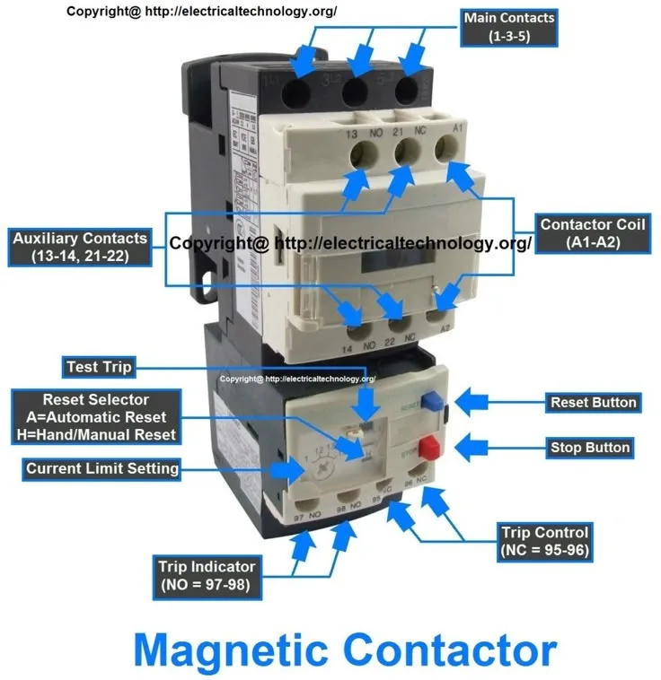 An Electrical Contactor Diagram With Labels On It