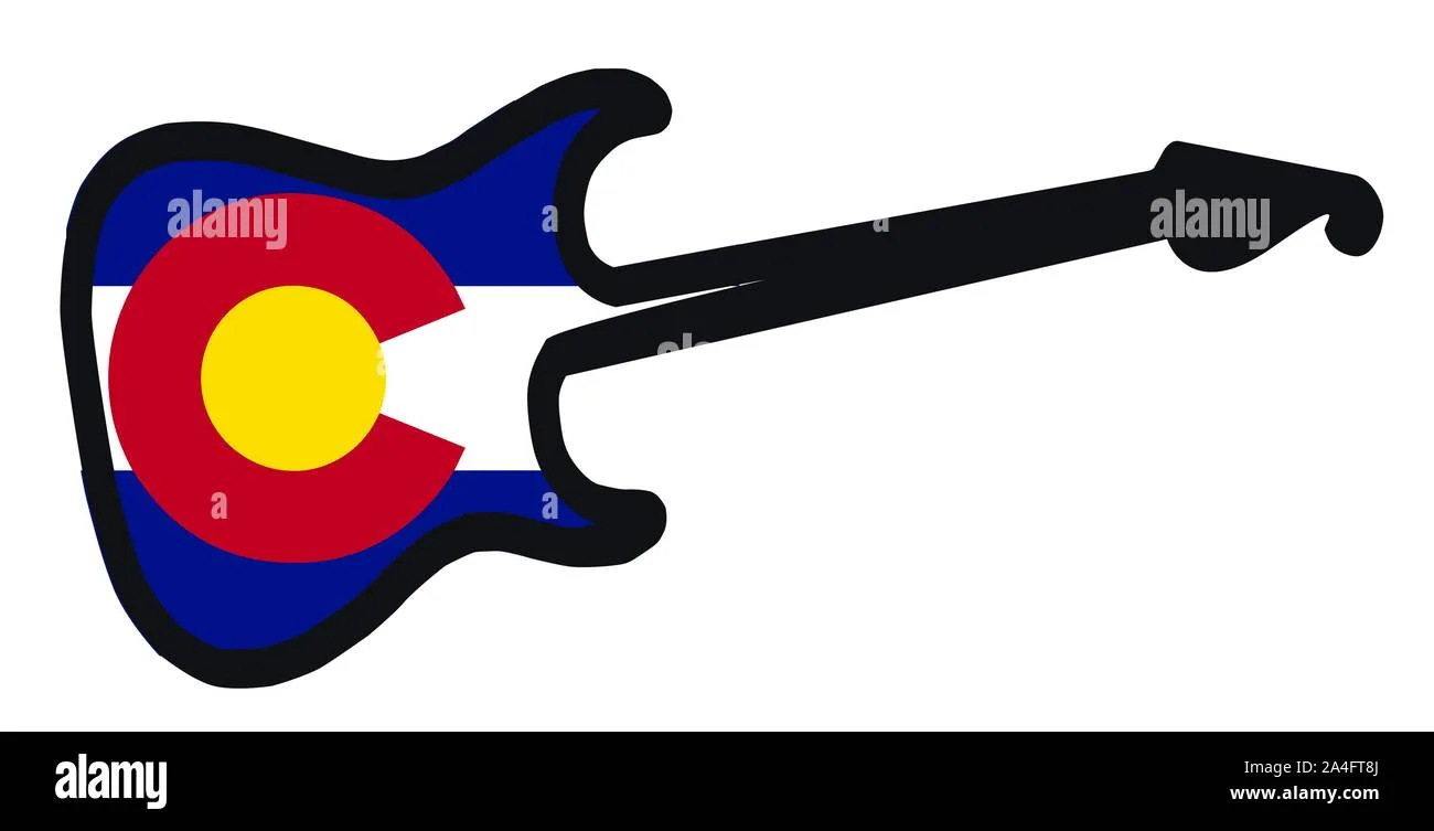 An Original Solid Body Electric Guitar Isolated Over White With The Colorado State Flag Stock