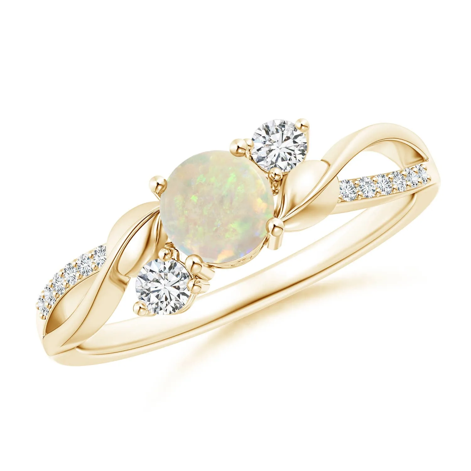 Angara Natural Opal Ring Opal And Diamond Twisted Vine Ring For Women Size 5Mm October