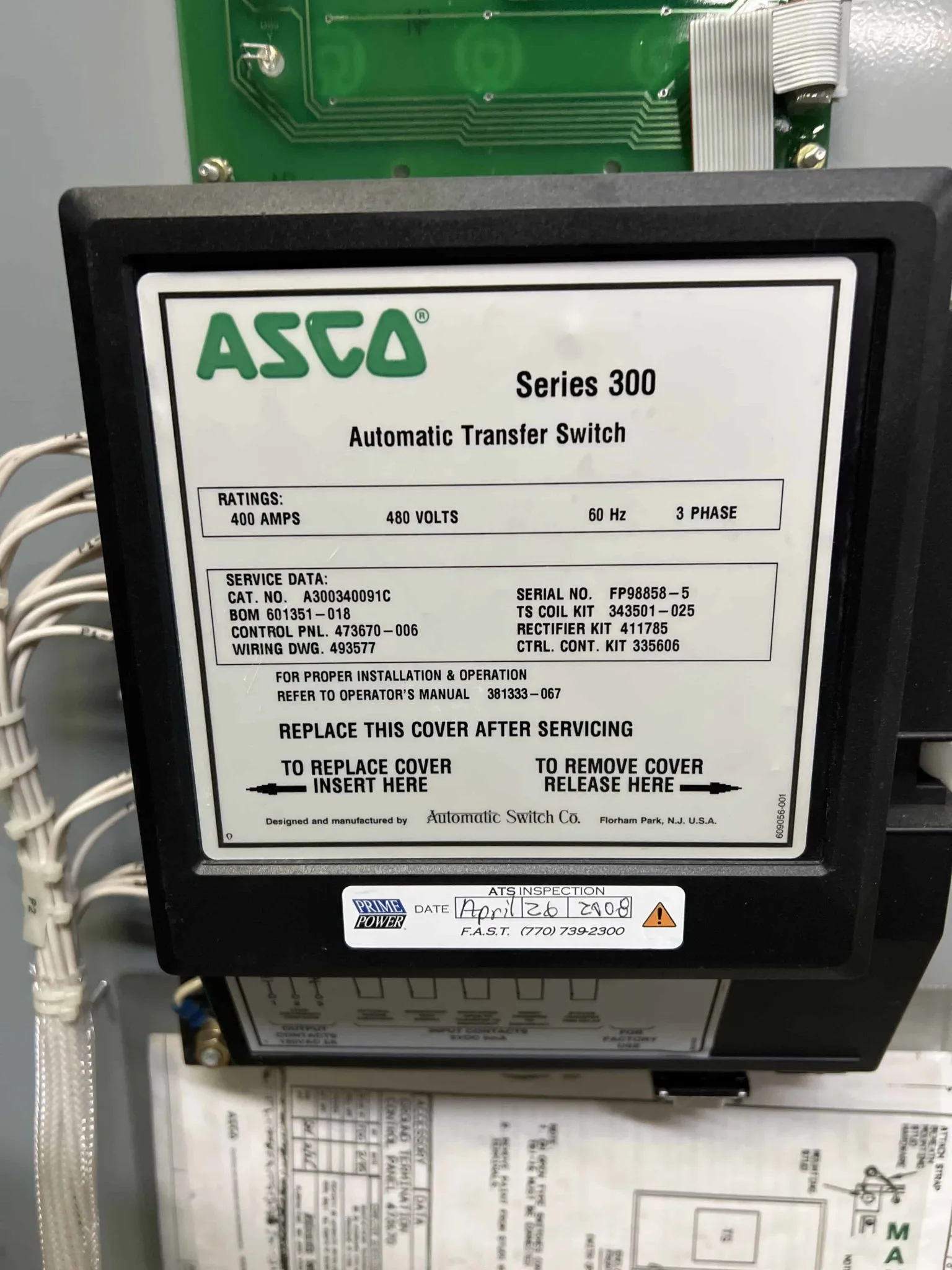 Asco 300 Series 400A 480V Automatic Transfer Switch Ci Group