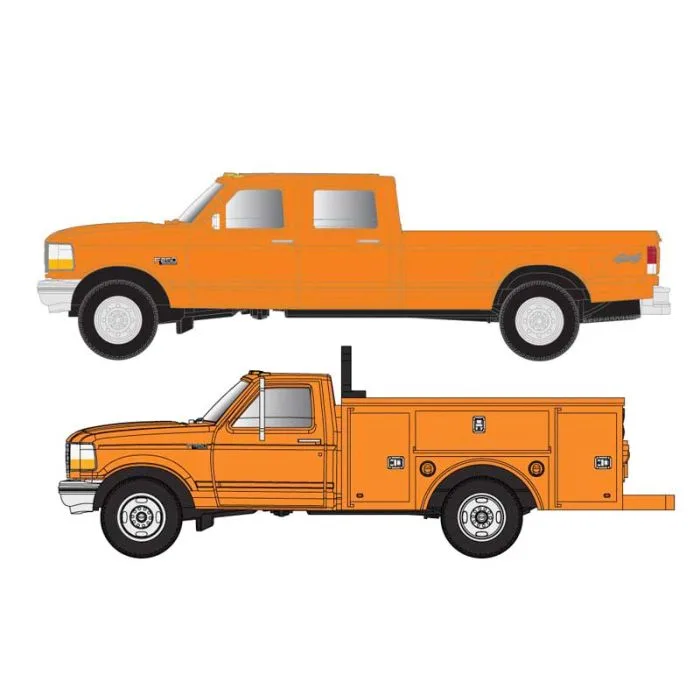 Atlas 60000157 N Scale 1992 Ford F250 F350 Truck Set Safety Orange