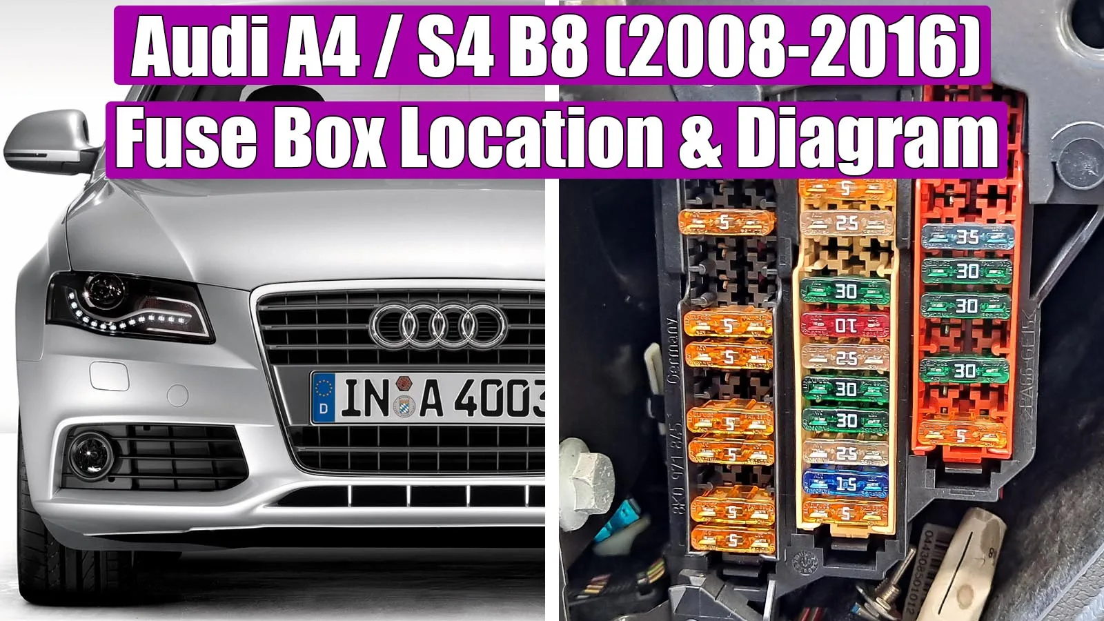 Audi A4 S4 B8 Fuse Box And Relay Panel Location And Diagram