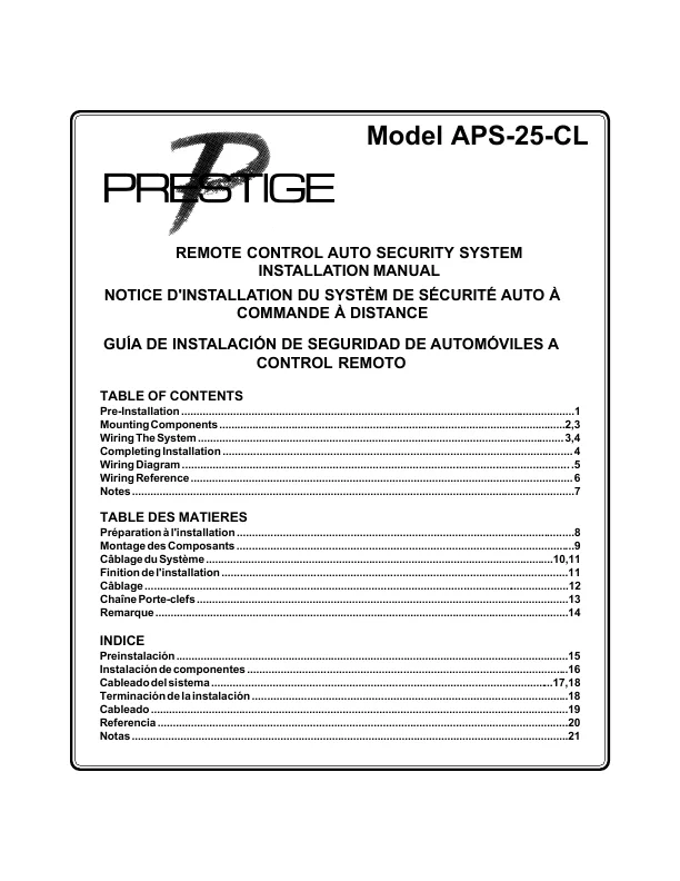 Audiovox Car Alarm Prestige 230I Wiring Diagram