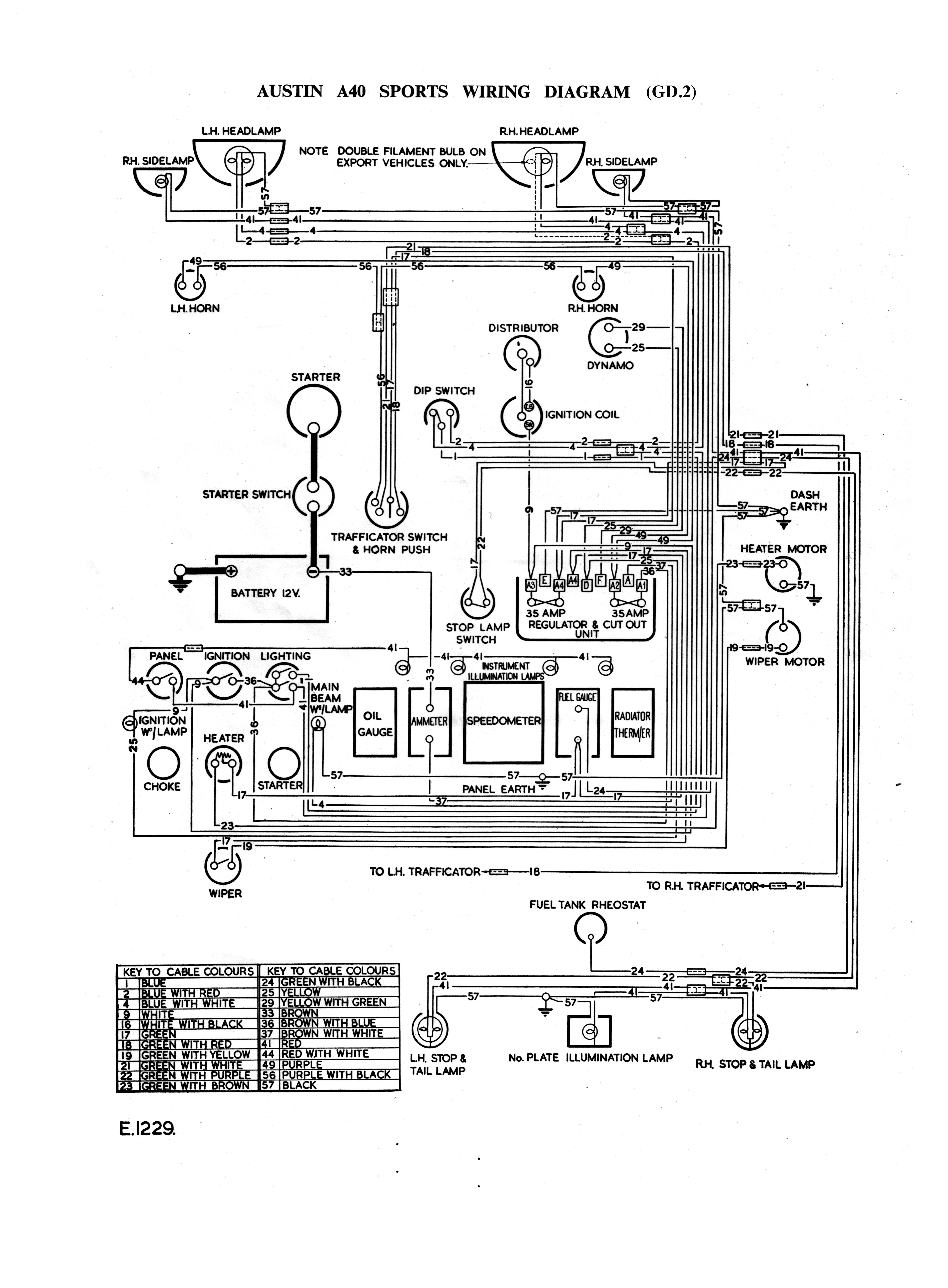 Austin A40 Sports Gd2 Wiring Diagram Austin A40 Sports Pinterest