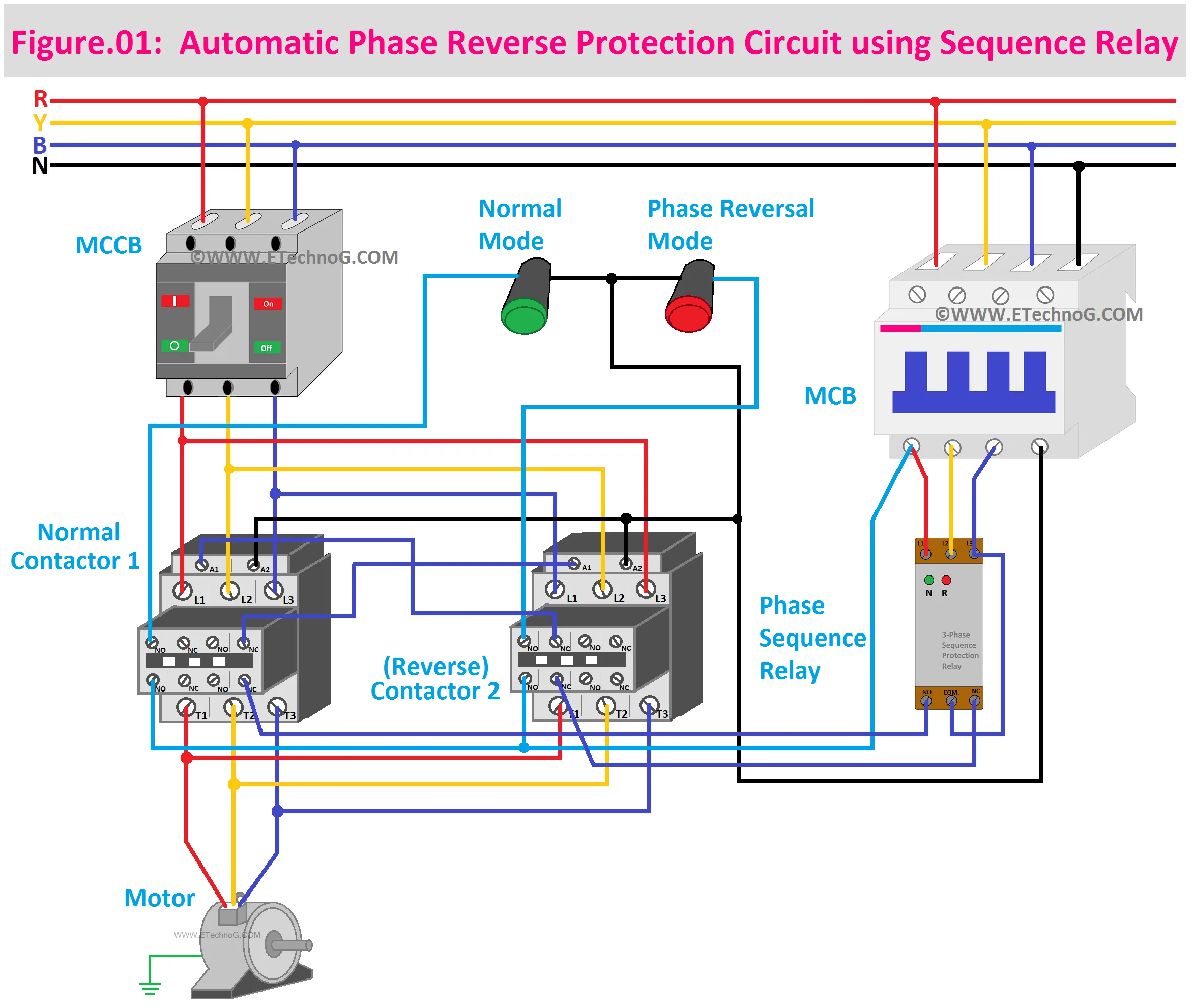 Automatic Phase Reverse Protection Circuit Using Sequence Relay