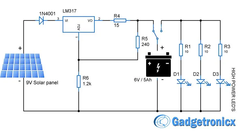 Automatic Solar Street Light Circuit Diagram