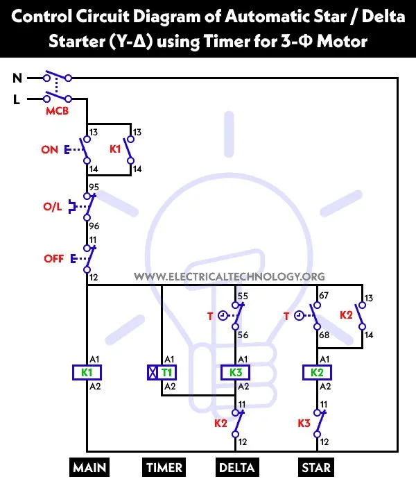 Automatic Star Delta Starter Power Control Wiring Diagram Schema Elettrico Elettricità