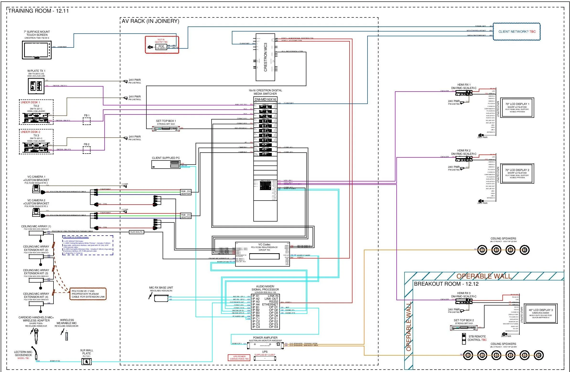 Av Wiring Schematic For Training Room System With Operable Walls