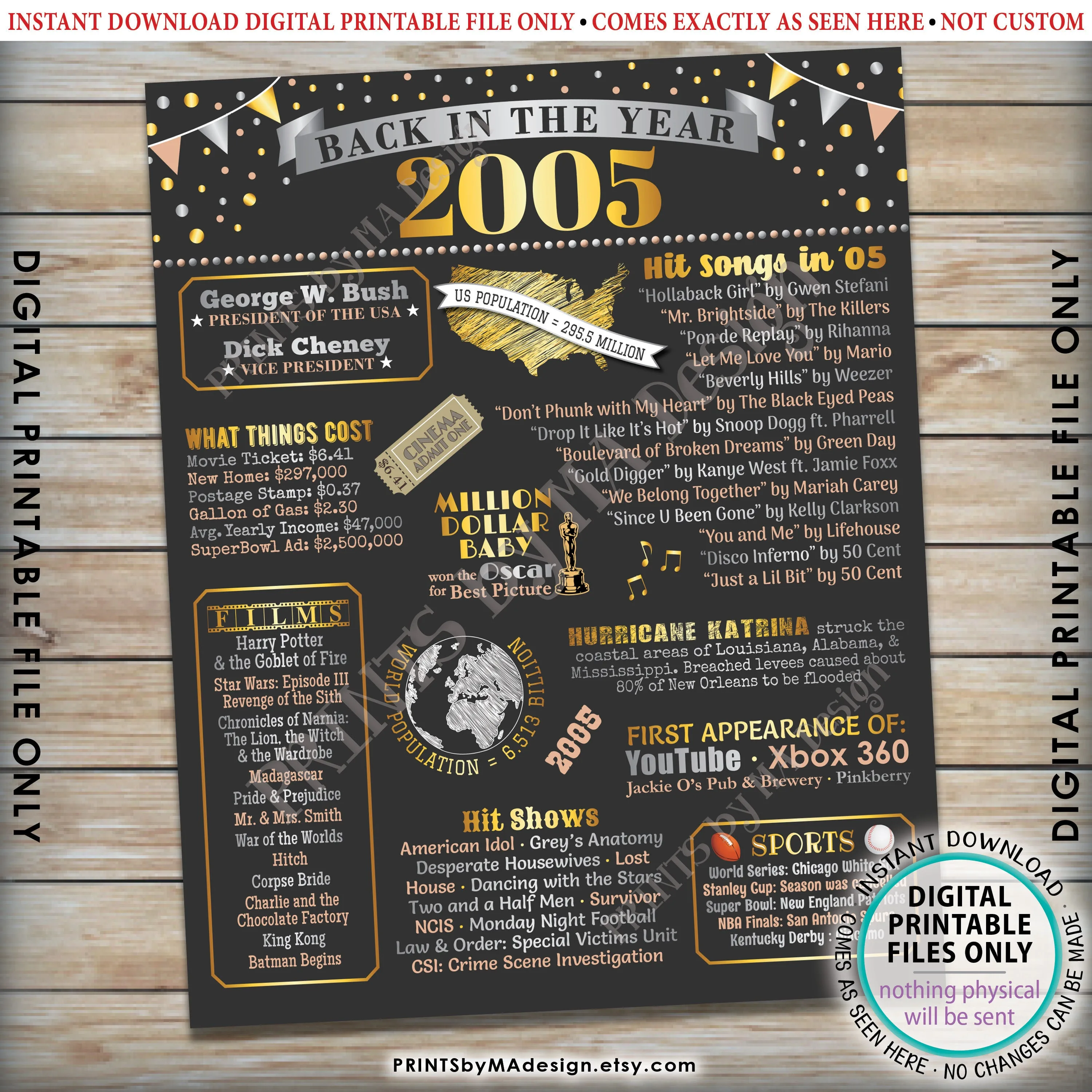 Back In The Year 2005 Poster Board Remember 2005 Sign Etsy