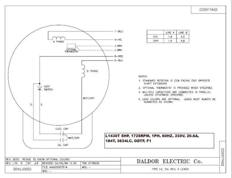 Baldor Motor Wiring Diagrams Single Phase