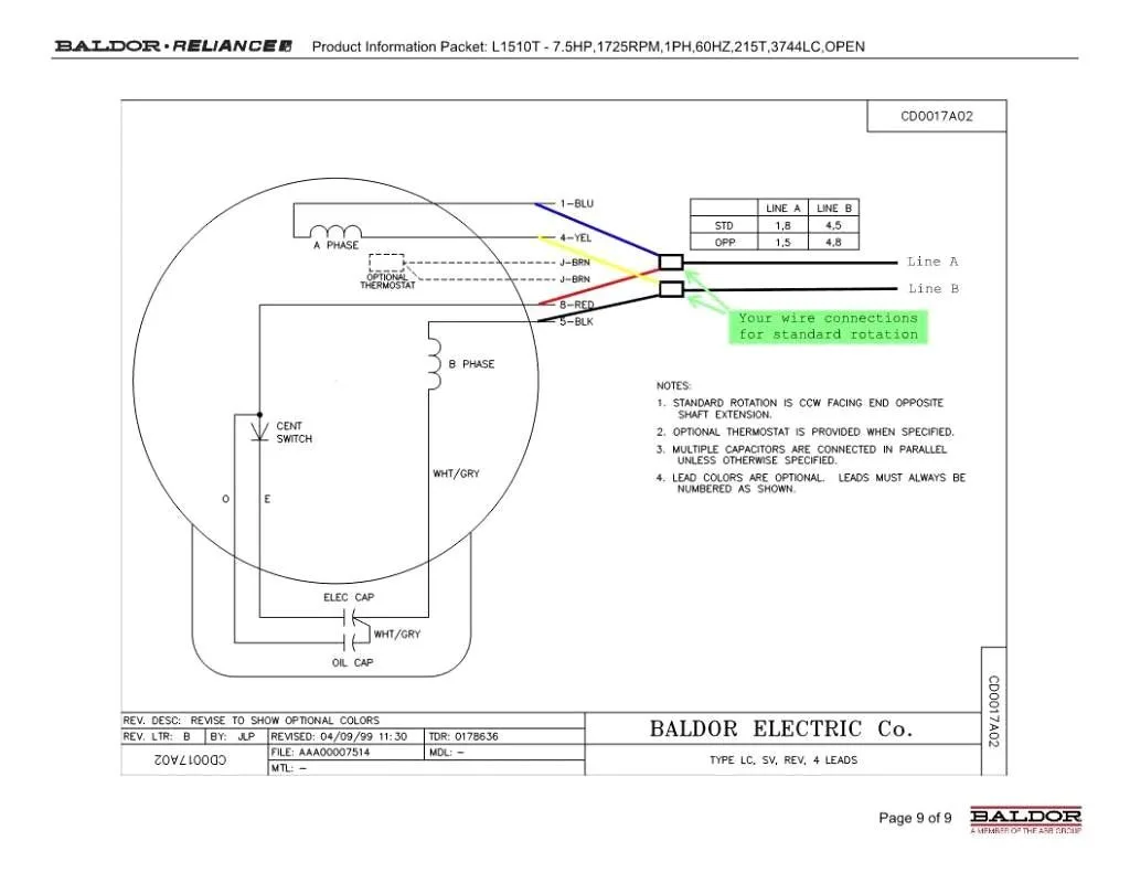 Baldor Single Phase 230V Motor Wiring Diagram Gallery Wiring Diagram Sample