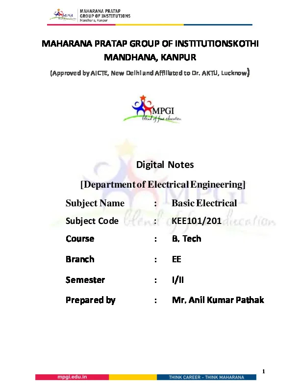 Basic Electrical Engineering Kee 101 T