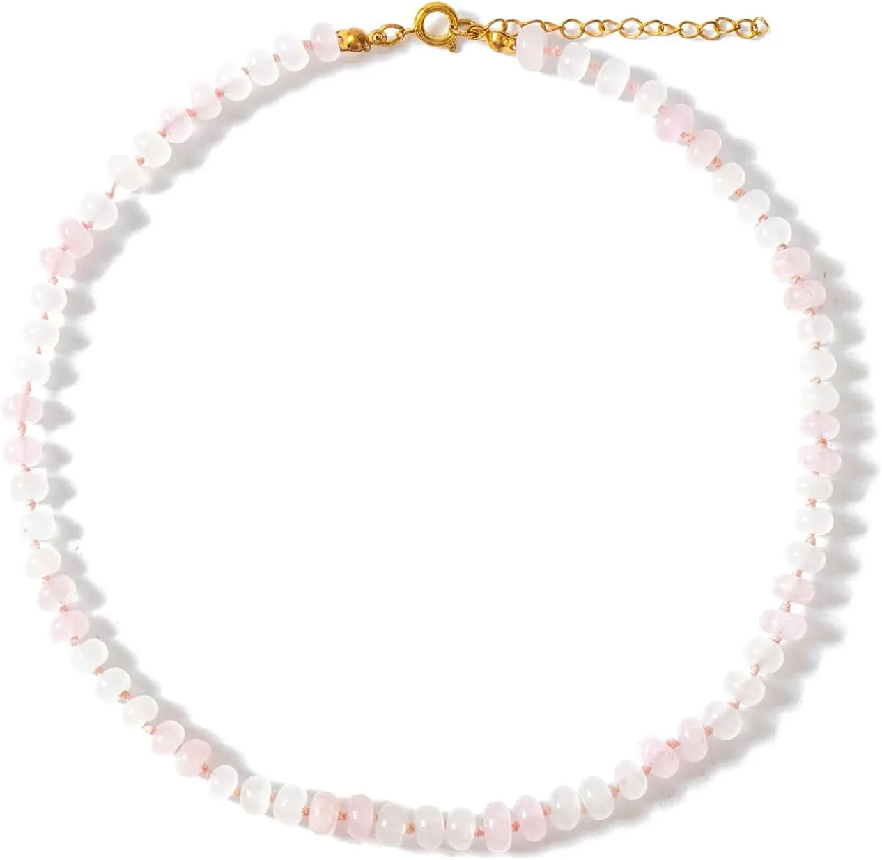 Beaded Best Gemstone Necklace For Women Natural Stone Choker Necklace Pink Beads Surfer Beach