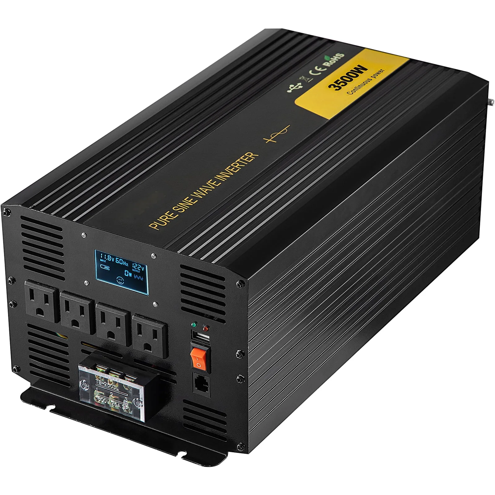 Bentism Pure Sine Wave Inverter Power Inverter 3500W Dc12V To Ac120V Inverter Lcd