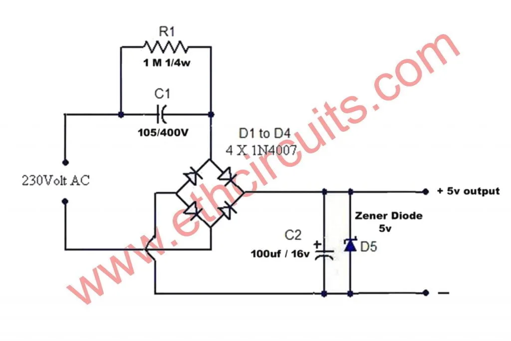 Best 12V Transformerless Power Supply Circuit Diagram