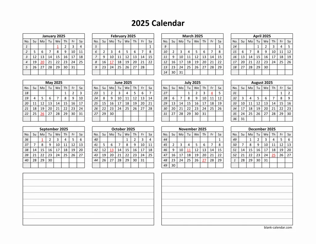 Blank Calendar 2025 And 2025 L Christian Tildesley