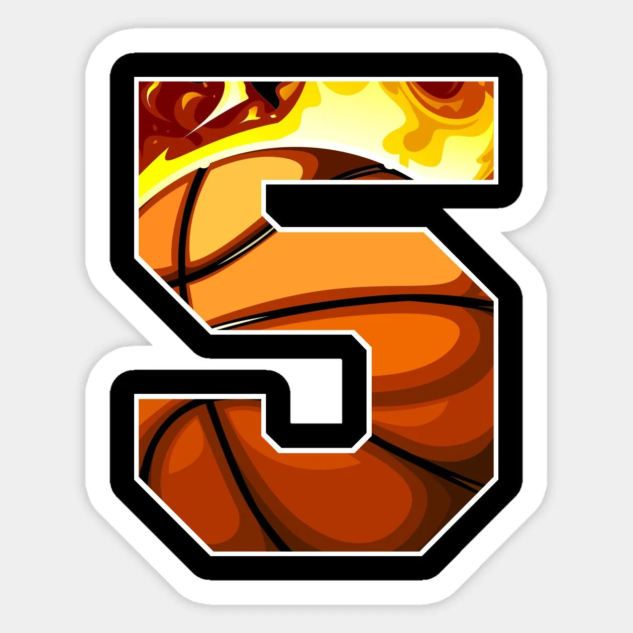 Boys Personalized Custom Number 5 Basketball Sticker