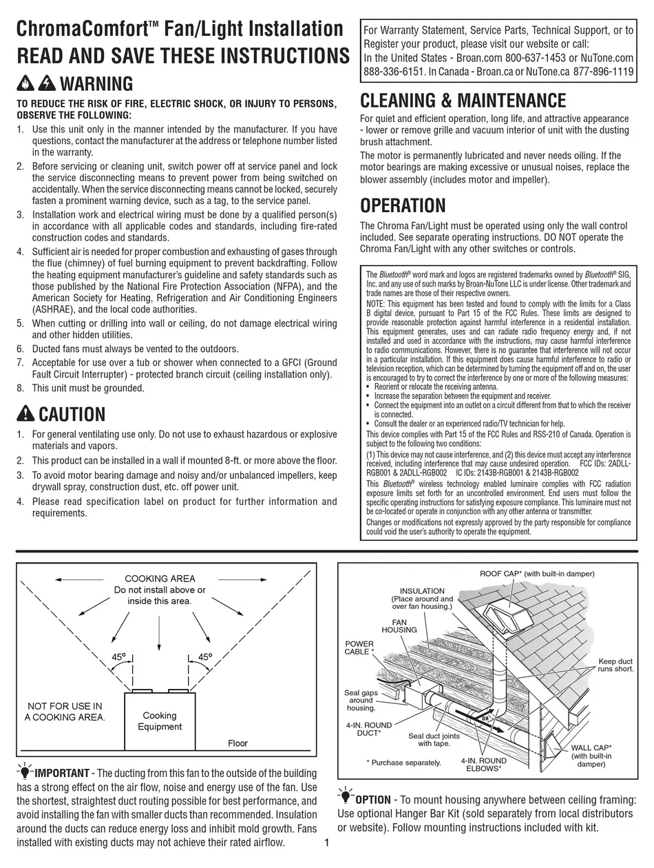 Broan Bathroom Fan With Light Installation Instructions