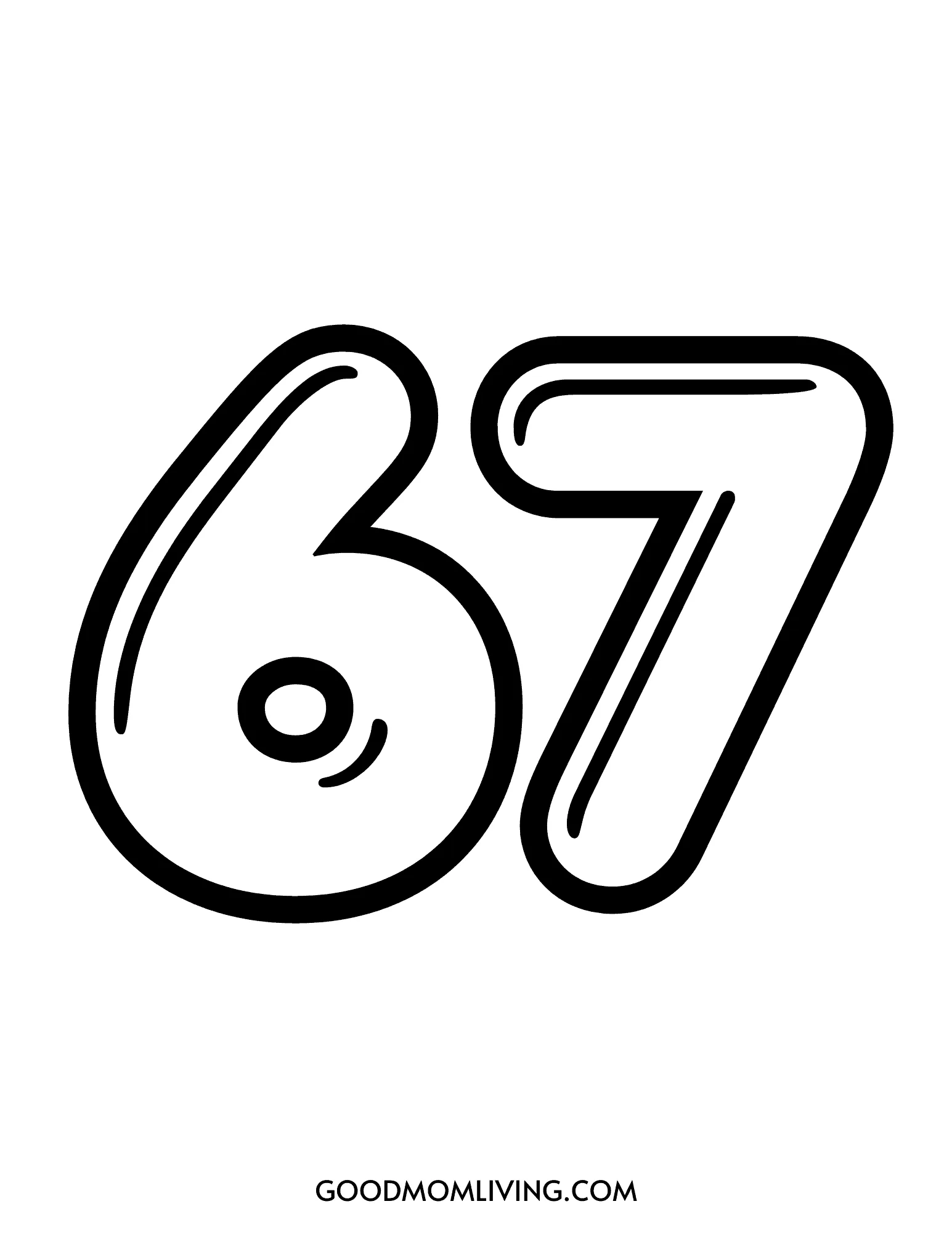 Bubble Number 67 Printable Number 67 Bubble Number Good Mom Living