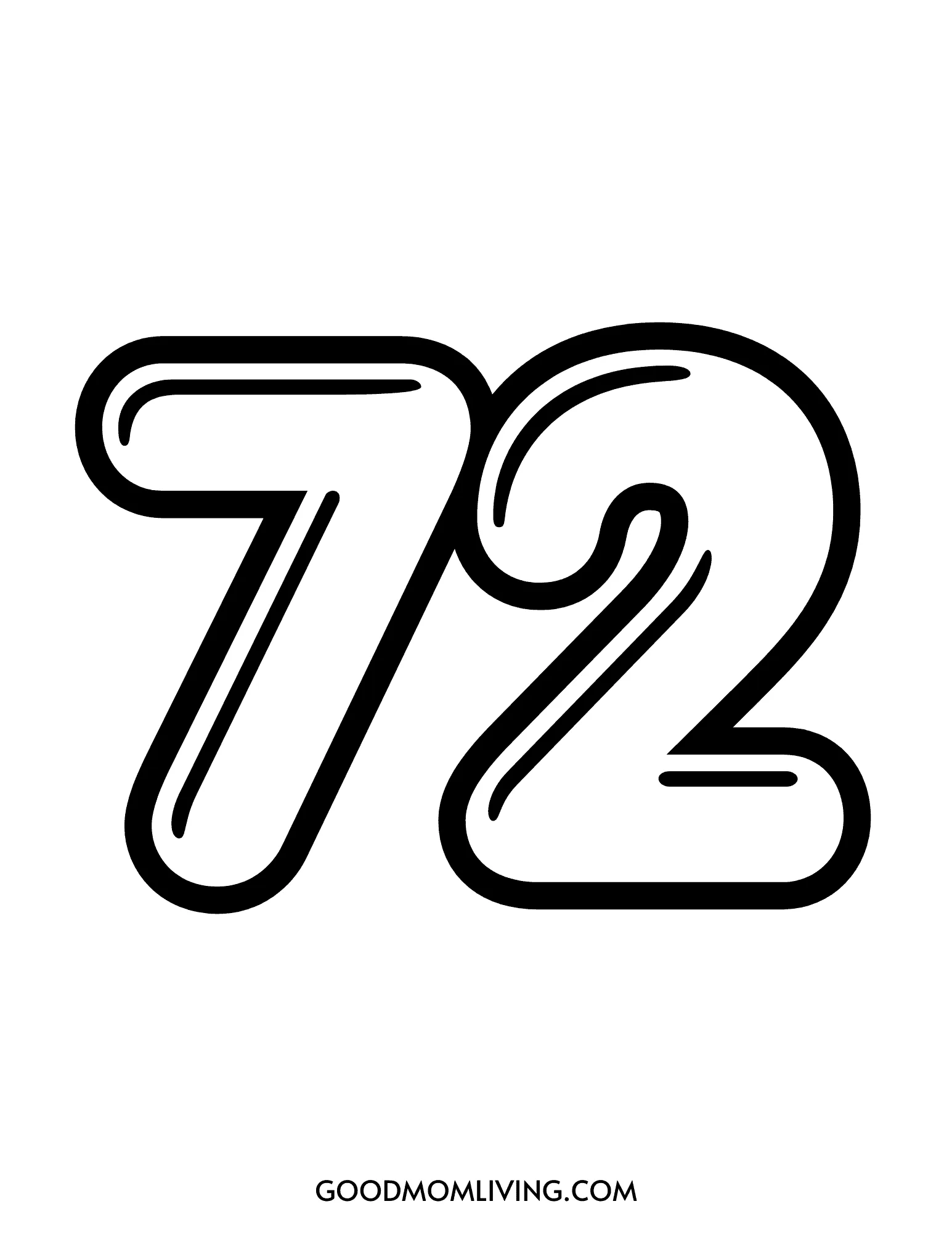 Bubble Number 72 Printable Free Bubble Letter 72 Good Mom Living