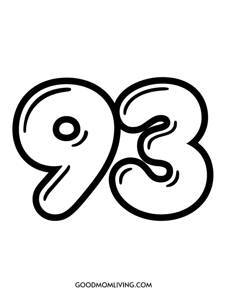Bubble Number 93 Printable Number 93 In Bubble Letters Good Mom Living