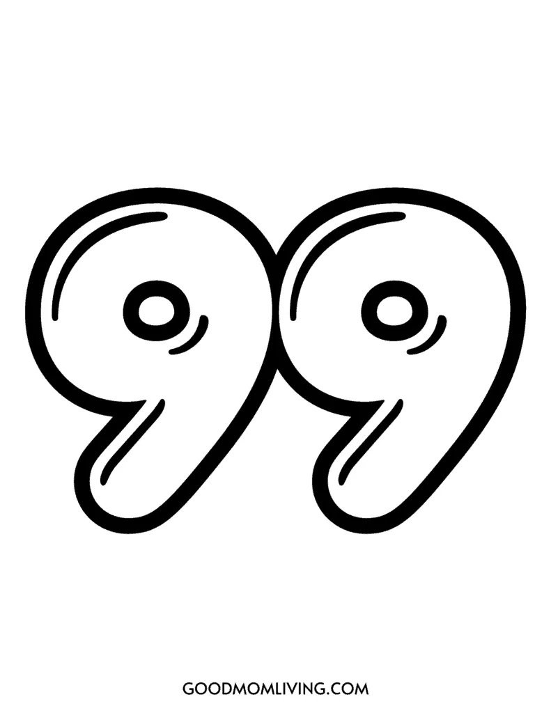 Bubble Number 99 Printable Bubble Letter Number 99 Good Mom Living