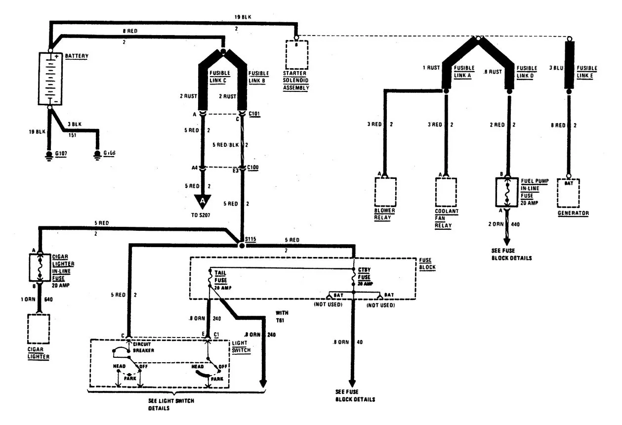 Buick Century 1990 Wiring Diagrams Power Distribution