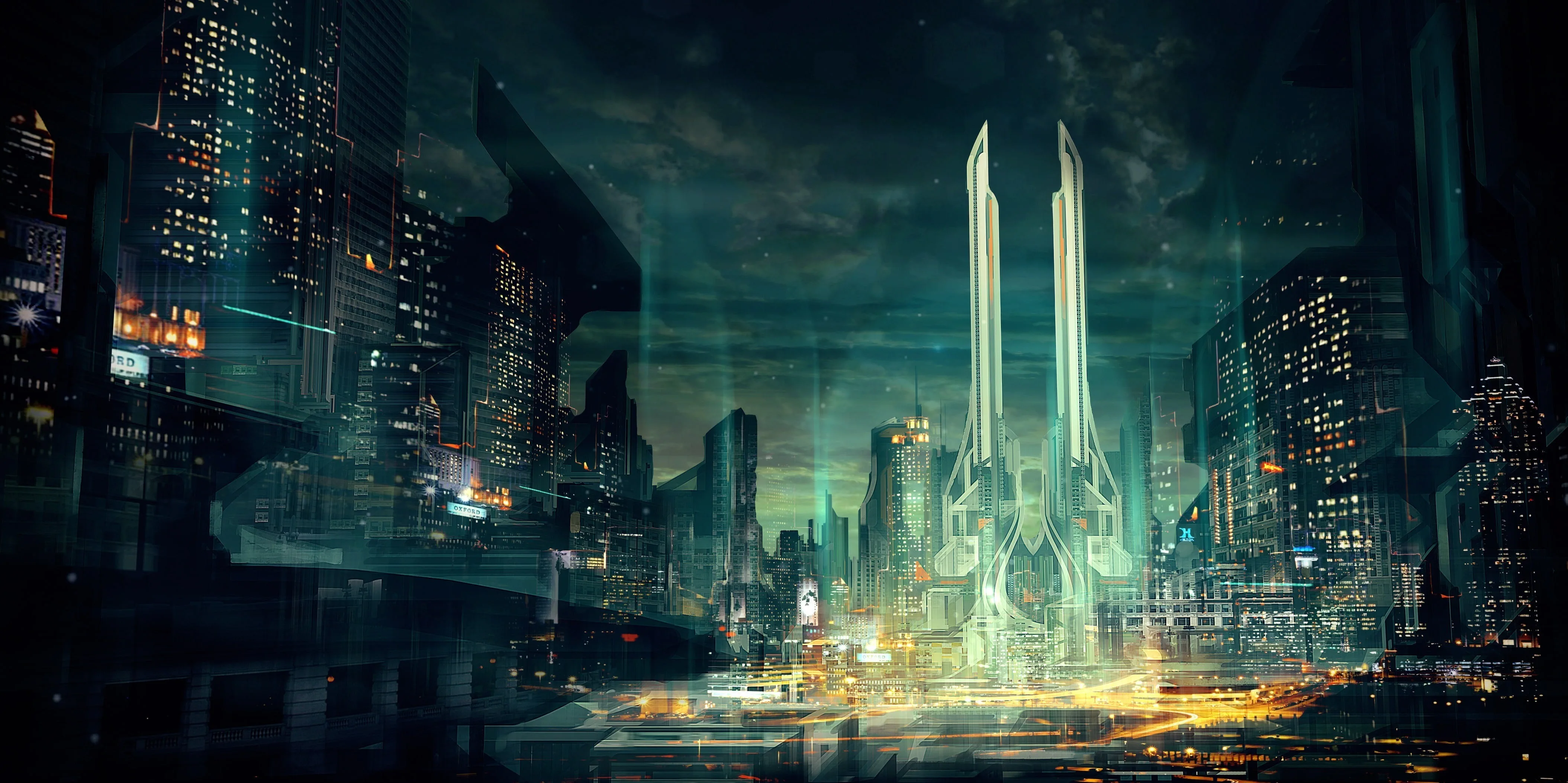 Buildings Digital Wallpaper Artwork Futuristic Hd Wallpaper