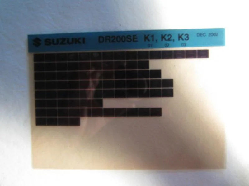 Buy 2001 2003 Suzuki Motorcycle Dr200Se K1 K2 K3 Microfiche Parts Catalog Dr 200 Se In Utica