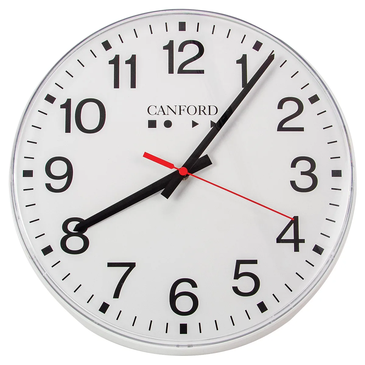 Canford Radio Controlled Clock Msf 300Mm White Case Stepped Second Hand