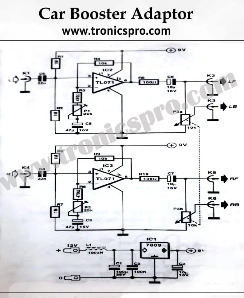 Car Booster Amplifier Adaptor Circuit Diagram Tronicspro