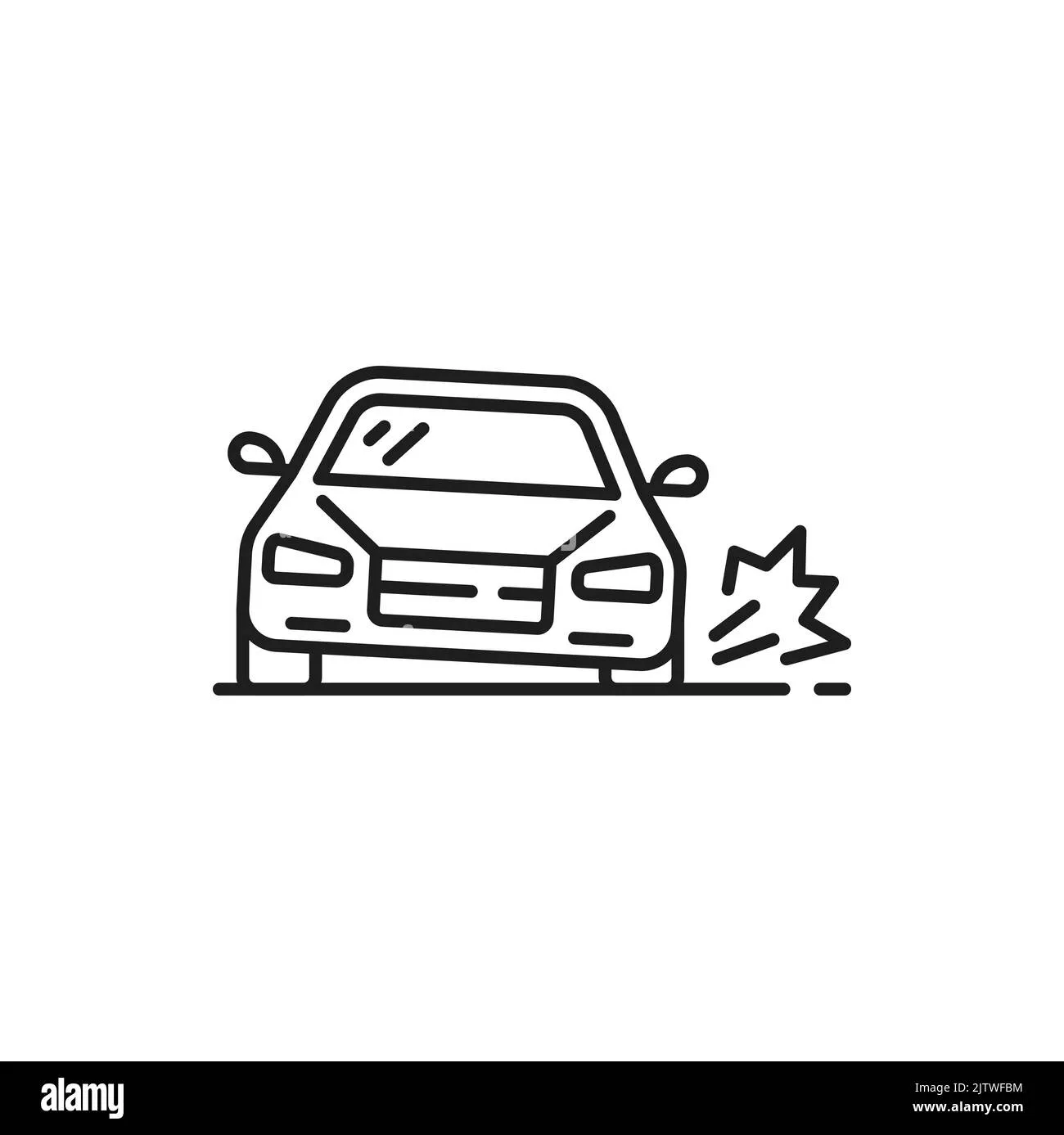 Car Damage Collision Or Road Accident Thin Line Icon Vehicle Insurance Outline Symbol